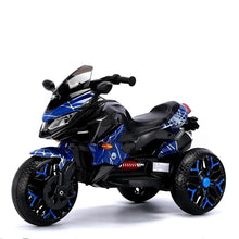 Load image into Gallery viewer, 3-Wheel Ride-On Toy Motorbike with Lighting Wheels, Music Player (Connect with Phone) and Hand Drive (Blue-2)