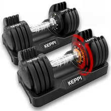 Load image into Gallery viewer, Keppi Adjustable Dumbbells Set-25lb Pair, Anti-Slip Metal Fast Adjust Weight Handle, Exercise & Fitness for Full Body Workout -DBA25(Pair)