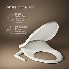 Load image into Gallery viewer, Kohler PureWash M250 Manual Elongated Bidet Toilet Seat, Biscuit, Quiet-Close Lid Prevents Slamming, Cool Water, Easy Installation with Quick-Release Hinges, Adjustable Spray Position & Pressure