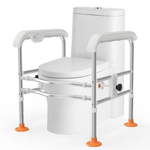 Load image into Gallery viewer, Heavy Duty Toilet Safety Rails for Seniors (665lbs), Adjustable LED Toilet Safety Frame with Handles for Elderly, Foldable Handicap Toilet Aid Support for Most Toilets, Stand Up Assist