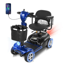 Load image into Gallery viewer, 20/35/45 Miles 4 Wheels Mobility Scooter for Seniors/Adults Up to 300LBS,350W Electric Wheelchair Detachable Lithium Battery,Dual Baskets,Rotating Seat,with Taillight, USB Charging, Blue