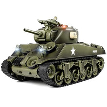 Load image into Gallery viewer, 1/18 M4A3 Sherman RC Tank, Smoke, LED Light, Sound, 15 Channel Remote Control Tank, Army Toys
