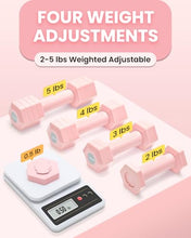 Load image into Gallery viewer, Adjustable Dumbbells Set, 4 in 1 Hand Weights Set for Women Men 10 LB Dumbbell Pair Each 2lbs 3lbs 4lbs 5lbs Weights Dumbbells Set with TPU Soft Rubber Handle for Home Gym Exercise Fitness - Pink