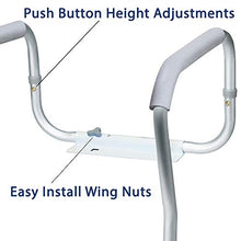 Load image into Gallery viewer, Carex Toilet Safety Rails, Adjustable and Detachable Toilet Safety Frame with Handles for Elderly, Handicap, or Disabled, Heavy-Duty Non-Slip Bathroom Grab Bar, with Padded Handles and Aluminum Frame