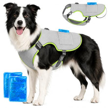 Load image into Gallery viewer, Dog Cooling Vest, Reflective Adjustable Cooling Harness, Ice Pack Pocket, Leash Ring Breathable Summer Vest Hot Weather Outdoor Walks (Grey, L)