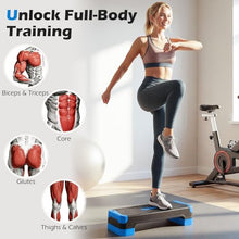 Load image into Gallery viewer, Goplus 3-in-1 Aerobic Step Platform, 600 LBS Adjustable Exercise Stepper with 4-Level Risers (Blue)