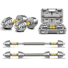 Load image into Gallery viewer, PHOEROS Adjustable Dumbbell Set - 44/66/88 LBS weights set, Dumbbell Barbell 3 in 1, Steel Dumbbells Pair with Connecting Rod for Adults Women Men Fitness Workout, Home Gym Exercise Training Equipment (44lbs)
