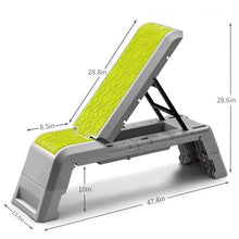 Load image into Gallery viewer, leikefitness Multifunctional Aerobic Deck with Cord Workout Platform Adjustable Dumbbell Bench Weight Bench Professional Fitness Equipment for Home Gym GM5820(Green)
