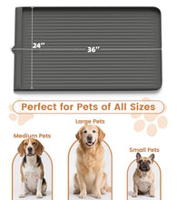 Load image into Gallery viewer, Dog Food Mat 36"x24", Waterproof Pet Feeding Mat with Diversion Grooves and Raised Edges, Large Non-Slip Dog Bowl Mat for Food and Water, Cat Food Mat for Floors, Easy to Clean, Grey