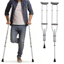 Load image into Gallery viewer, Aluminum Alloy Crutches for Adults, Pair of Height Adjustable Crutch (Fits 4'7" - 6'7"), Universal & Lightweight Crutches