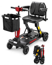 Load image into Gallery viewer, Ecomobi Light Weight Mobility Scooter for Seniors & Adults, 12–30 Mile Range, Foldable Airline Approved Portable 4 Wheel Motorized Scooter with Removable Lithium Battery, 300 lb Capacity, MS02F Red