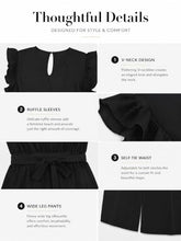 Load image into Gallery viewer, Chevibe Plus Size Jumpsuits for Women V Neck Ruffle Sleeve Wide Leg Rompers with Pockets Belted High Waist Casual Formal Jumpsuit