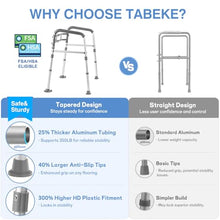 Load image into Gallery viewer, TABEKE Toilet Safety Rails for Seniors, Adjustable Height & Width Toilet Safety Frames with Handles, Foldable Toilet Rails for Disabled Elderly Fit Most Toilets (w. Suction Cups)
