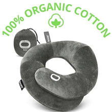 Load image into Gallery viewer, BCOZZY Organic Cotton Double Support Neck Pillow for Travel - 3 Ergonomic Positions for Head, Neck, and Chin Comfort - Ideal for Sleeping Upright on Flights, Cars, and at Home – Large, Gray