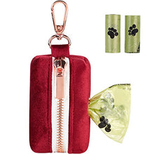 Load image into Gallery viewer, ARING PET Dog Waste Bag Dispenser, Soft Velvet Doggy Poop Bags Holders Attach to Any Leashes, Portable Washable Christmas Pet Waste Pouch Dispenser with Metal Zipper