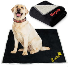 Load image into Gallery viewer, Embroidered Dog Blanket with Name, Personalized Pet Blankets for Dog for Bed Car Couch, Custom Waterproof Dog Blanket Soft & Comfortable for Small, Medium & Large Pet, Best Gift for Dog Lovers- Black