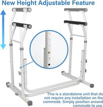 Load image into Gallery viewer, FSA/HSA Eligible, Vaunn Medical Bathroom Patented Height Adjustable Height Toilet Rail Grab Bar and Commode Safety Frame Handle