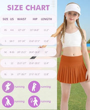 Load image into Gallery viewer, DOCUMO Pleated Skirts for Girls with Pocket Shorts Girls Athletic Golf Tennis Skorts Hight Waisted Skirts for Running Casual (Orange, Small)