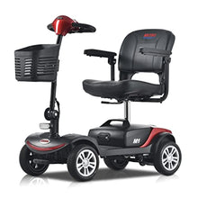 Load image into Gallery viewer, Metro Mobility 4 Wheel Powered Mobility Scooters for Seniors - 300 lbs Capacity Folding Mobility Scooter for Adults - Long Range Power Extended Battery with Thickened Seat and Front LED Light - Red