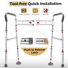 Load image into Gallery viewer, Toilet Safety Rails for Seniors, Adjustable Toilet Safety Frame Handles Fits Most Toilets, Gifts for Handicap and Disabled Seniors Elderly, Foldable, Safe Weight Capacity of 330 lbs(150KG)