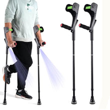 Load image into Gallery viewer, YOKABOZE Forearm Crutches for Adults Foldable Knee Patients Mobility aids for Children and Seniors (Black Pro)