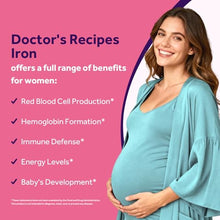 Load image into Gallery viewer, Doctor's Recipes Iron Supplement for Pregnant Women, Chelated Iron Bisglycinate, with Vitamin C for High Absorption, Gentle, Red Blood Cell Production Support, 60 Vegan Caps