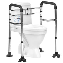 Load image into Gallery viewer, UGarden Toilet Safety Rails, Stainless Steel Adjustable Toilet Frame with Soft Handles&Tissue Holder, 380LBS Foldable Detachable Toilet Safety Frame for Elderly, Seniors, Handicap & Disabled