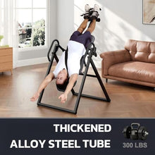 Load image into Gallery viewer, YOLEO Inversion Table for Back Pain 2026 Foldable Inversion Table w/Removable Lumbar Pad, Reversible Ankle Holders, Easy Assembly (Silver)