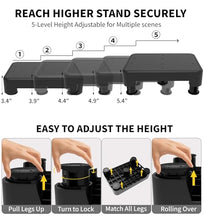Load image into Gallery viewer, LIFTOZA 5-Level Adjustable Step Stool, 700 LBS Capacity Safety Bed Step for Seniors, Exercise Setp Platform, Portable Stair Assist for Elderly, Wide Step up for Kitchen, Car, Bedside & Shower, Black