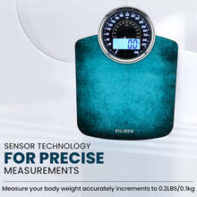 Load image into Gallery viewer, EILISON Highly Advance 2-in-1 Digital & Analog Weighing Scale for Body Weight-400lbs, 4 High Precison GX Sensor Accurate, Thick Tempered Glass, Extra Large Display (Blue)
