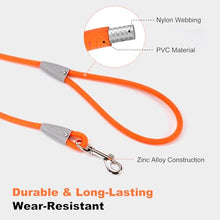 Load image into Gallery viewer, 5FT Nylon Waterproof Dog Leash, Durable Strong Odor-Proof Dog Leashes with Zinc Alloy Clip, Walking, Beach, Yard, Swimming, Training Leash for Small, Medium & Large Dogs Orange