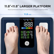 Load image into Gallery viewer, GE Smart Scale for Body Weight, BMI, Fat, Muscle Mass, Digital Bathroom Scales 500lbs Bluetooth 11.8" Large Platform Weighing Machine Health Monitor with App, Dark Blue