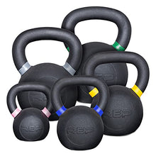 Load image into Gallery viewer, REP Fitness Kettlebell Set, 1 of Each (8, 12, 16, 20, 24 kg), Adjustable Weight, Cast Iron, Strength Exercise Training, Home Gym, Power Workout Equipment, Free Weights, Dumbbell Alternative