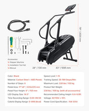 Load image into Gallery viewer, VEVOR Stair Stepper Machine, LED Screen Continuous Climbing Machines, Max Load 330 Lbs Stepping Climber for Home, 15 Speed Levels 28-168 Steps/Minute Stepmill Exercise for Cardio Lower Body