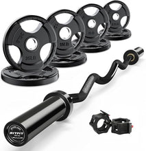 Load image into Gallery viewer, RitFit 2 Inch EZ Curl Bar with Weights, 350LBS Weight Capacity Olympic Curl Barbell