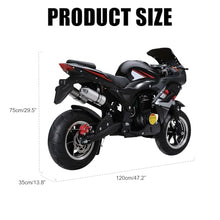 Load image into Gallery viewer, 49cc 4-Stroke Pocket Rocket Motorcycle, Gas Motocross Kids Dirt Bike 8 Inch Wheels Mini Motorcycle, Gas Pocket Motorbike, Black