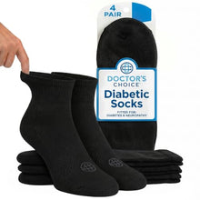 Load image into Gallery viewer, Doctor's Choice Diabetic Socks for Men, Seamless Ankle Socks with Non-Binding Top, Provides Extra Comfort for Gout, 4-Pairs, Black, Large, Size 10-13