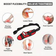 Load image into Gallery viewer, DMoose Fitness Foot & Calf Stretcher with Adjustable Padded Stretching Strap for Plantar Fasciitis, Hamstring, Heel Spurs and Achilles Tendonitis Relief - Yoga Leg Stretch Strap for Flexibility