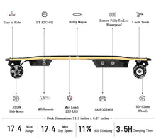 Load image into Gallery viewer, Electric Skateboard with Remote, Long Range Up to 17 Miles, 8 Ply Canadian Maple, Smooth 4-Speed Remote Controller