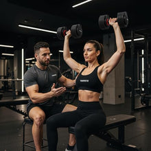 Load image into Gallery viewer, HYPATA 25 lbs Pair Adjustable Dumbbell Set, Fast Adjust Weight with Tray Suitable, Adjustable Dumbbells for Full Body Workout
