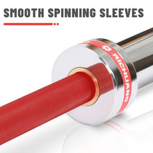 Load image into Gallery viewer, RICHUANG 7ft Olympic Barbell, Weightlifting Barbell 28mm 45lb - (Silver-Red-500LBS)