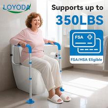 Load image into Gallery viewer, Loyoda Toilet Safety Rails with Big Non-Slip Foot Pads, Adjustable Width & Height Toilet Safety Frame, 350 LBS, Toilet Handles for Elderly and Disabled