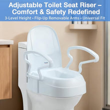 Load image into Gallery viewer, Soaids Raised Toilet Seat Risers for Seniors, Elevated Toilet Seat with Handles, 3-Level Height Adjustable, Support up to 300 Lbs