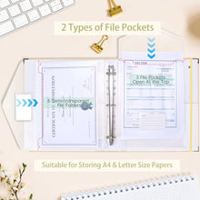 Load image into Gallery viewer, XKDOUS Important Document Organizer Emergency Binder Life Organizer Folio Folders with 9 Pockets Expanding File Storage Holder for Papers, Letters, Cards, Bills, Passports, Photos