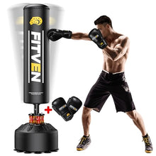 Load image into Gallery viewer, FITVEN Freestanding Punching Bag 70''-190lbs with Boxing Gloves Heavy Boxing Bag with Suction Cup Base - Men Stand Kickboxing Bag for Home Office