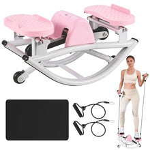 Load image into Gallery viewer, Rock Stepper - Steppers for Exercise at Home, Portable Stepper Side to Side with Digital Display & Resistance Bands, 330 LBS Capacity Full Body Workout Low-Impact Knee-Friendly 3D Stair Stepper - Pink