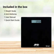 Load image into Gallery viewer, A&D Medical Digital Body Weight Scale - UC-352BLE - Bluetooth Bathroom Weight Machine, Syncs with A&D Heart Track App - 450lb (200kg) - Batteries Included, Black