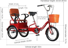 Load image into Gallery viewer, Black, Style 2, Adult Tricycle,16 inch 3-Wheels Trike Bicycle Lightweight Foldable Bikes for The Elderly, Human-Powered Pedal Tricycle