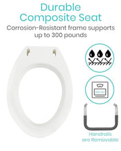 Load image into Gallery viewer, Vive Raised Toilet Seat Riser for Seniors (with Handles) - Handicap Rail Grab Bar Seat for Over Toilet
