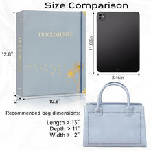 Load image into Gallery viewer, XKDOUS Important Document Organizer with 9 Pockets, Aesthetic Folio Folders 3-Ring Accordion Storage Binders Linen Expanding File Folder for A4 Papers, Documents and Files